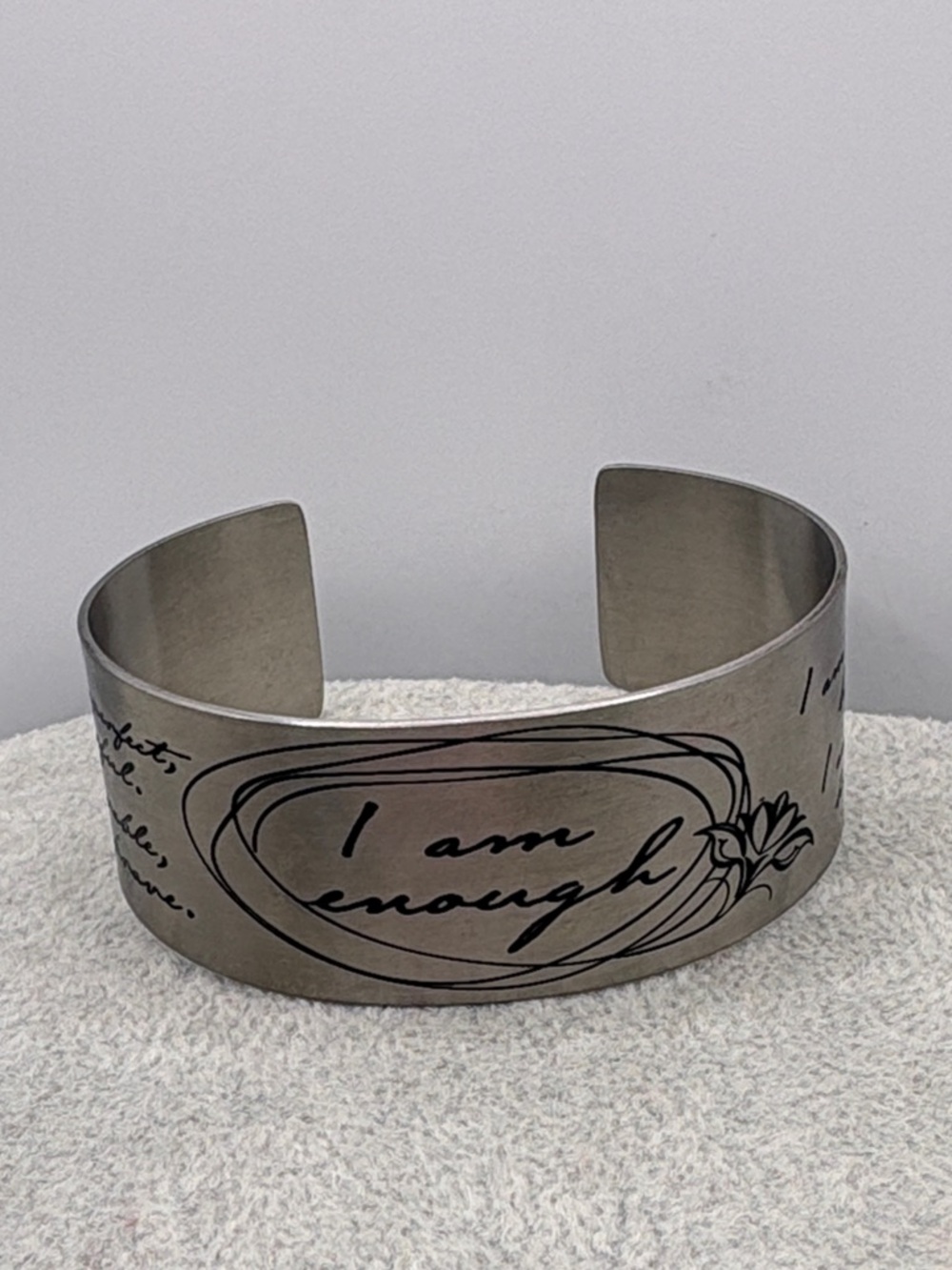 Vera Viva I am enough stainless steel cuff bracelet 1” wide